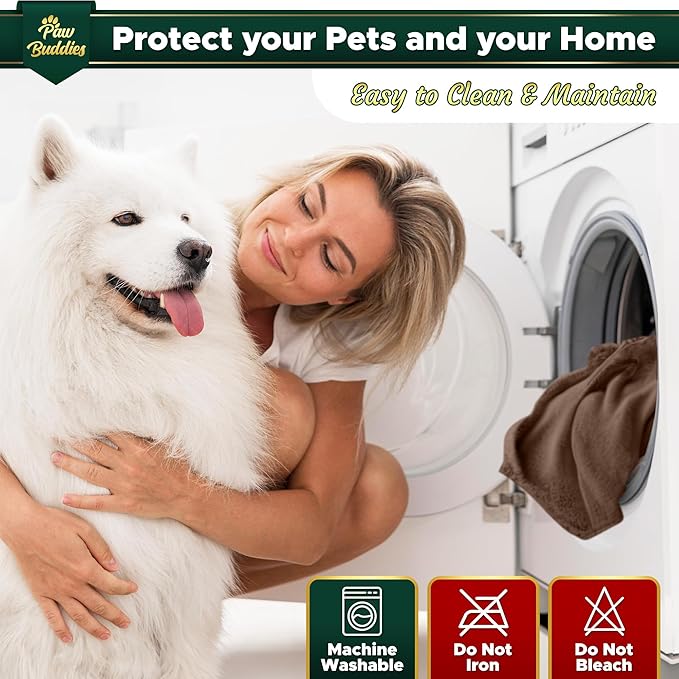 Paw Buddies Premium Waterproof Blanket 80"x90" Velvet-Feel Reversible Throw – Leakproof, Machine Washable Bed & Sofa King Size Protector for Couples, Pets & Travel + Bonus Small Blanket