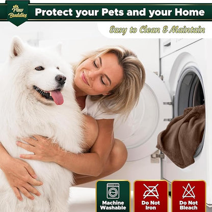 Paw Buddies Premium Waterproof Blanket 80"x90" Velvet-Feel Reversible Throw – Leakproof, Machine Washable Bed & Sofa King Size Protector for Couples, Pets & Travel + Bonus Small Blanket