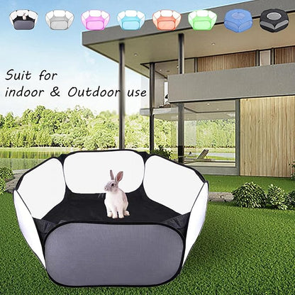 Small Animals Playpen, Portable Pop-up Open Interactive Pet Tent, Indoor Outdoor Fence for Rabbits, Guinea Pig, Hamster, Chinchillas, Kittens, Puppies