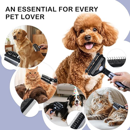 3-IN-1 Pet Deshedding and Grooming Tool, Grooming Brush for Dogs and Cats with Undercoat Rake & Dematting Comb for Matted Fur Removal Long and Short Haired Dogs Cats