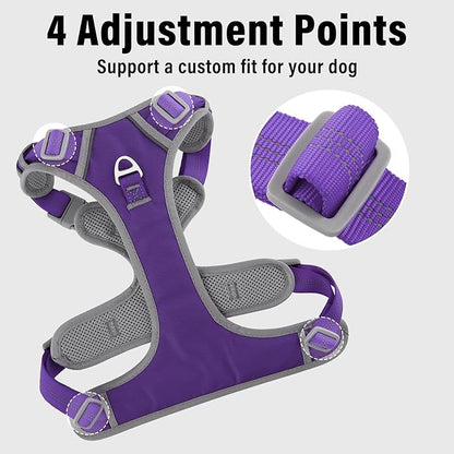 Plutus Pet No Pull Dog Harness, Release at Neck, Reflective Adjustable Dog Vest Harness, Easy Control Handle for Walking, for Small Medium Large Dogs, Purple, XL