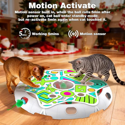 Oxawo Cat Toys Interactive Maze Game Mouse Catching for Indoor Cats (White, Large)