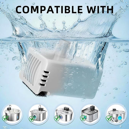 Replacement Pump for 7L/1.8Gal Stainless Steel Pet Fountain Cat Water Fountain Dog Water Dispenser Ultra Quiet Long Lifespan Water Pump