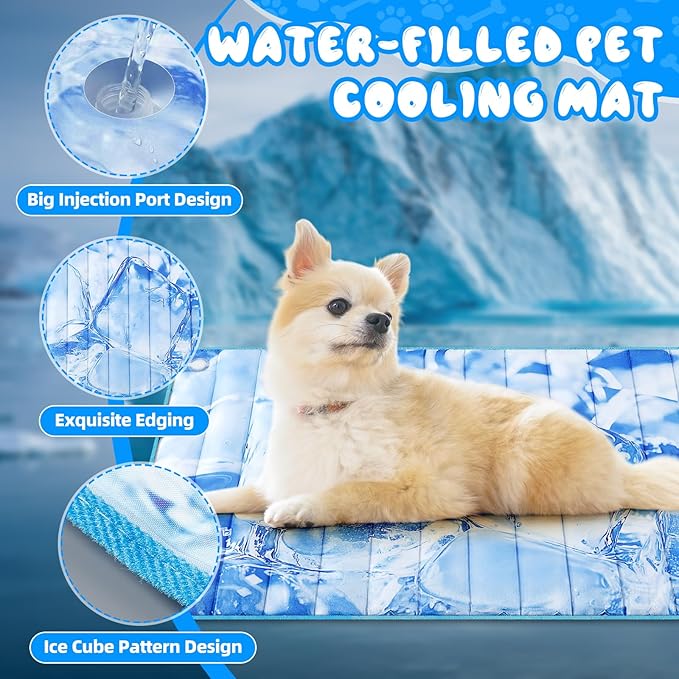 Chunful 4 Pack Dog Cooling Mat Water Injection Pet Cooling Mat for Dogs Cats with Storage Bags Washable and Foldable Pet Pad Summer for Small Medium Large Breeds of Doggy Bed Sofa Floor Car Seat (XL)