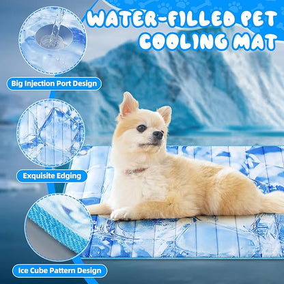 Chunful 4 Pack Dog Cooling Mat Water Injection Pet Cooling Mat for Dogs Cats with Storage Bags Washable and Foldable Pet Pad Summer for Small Medium Large Breeds of Doggy Bed Sofa Floor Car Seat (XL)