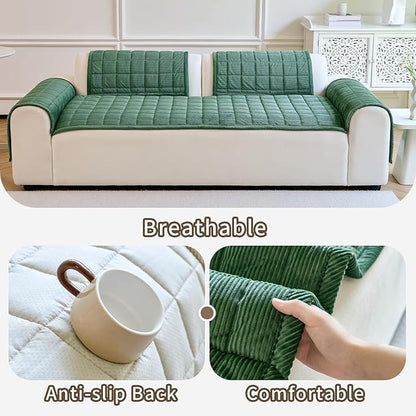 Couch Covers for Dogs Washable, Non Slip Couch Covers for Loveseat Sofa Pet Friendly, Soft Fuzzy Sofa Covers for Pet, Dog Couch Cover Furniture Protector(1PC,Green,27.6"x94.5")
