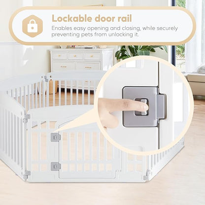 Simple Deluxe 24" 6-Panel Dog Playpen, Durable Pet Playpen with Secure Locking Door for Puppies & Small/Medium Dogs, Portable & Foldable Pet Fence, White