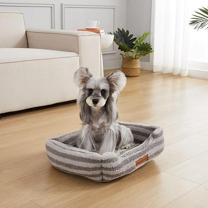 Modern Threads Ultra Soft Plush Pet Bed for Small and Medium Dogs with Elegant Texture and Stylish Design, Removable Washable Cover, Charcoal, (24" L x 20" W x 8" Th)