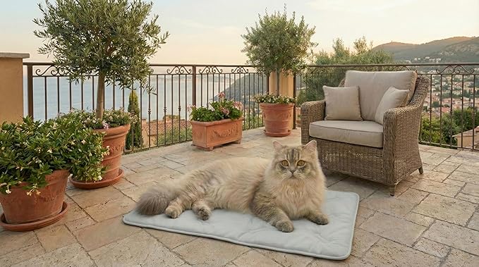 Self Cooling Mat for Dogs & Cats, 41x28.5 Soft Breathable Cold Crate Pad for Pet, Portable Washable Kennel Bed for Outdoor Summer with Non-Slip Bottom and Chill Cool Fiber, Light Gray