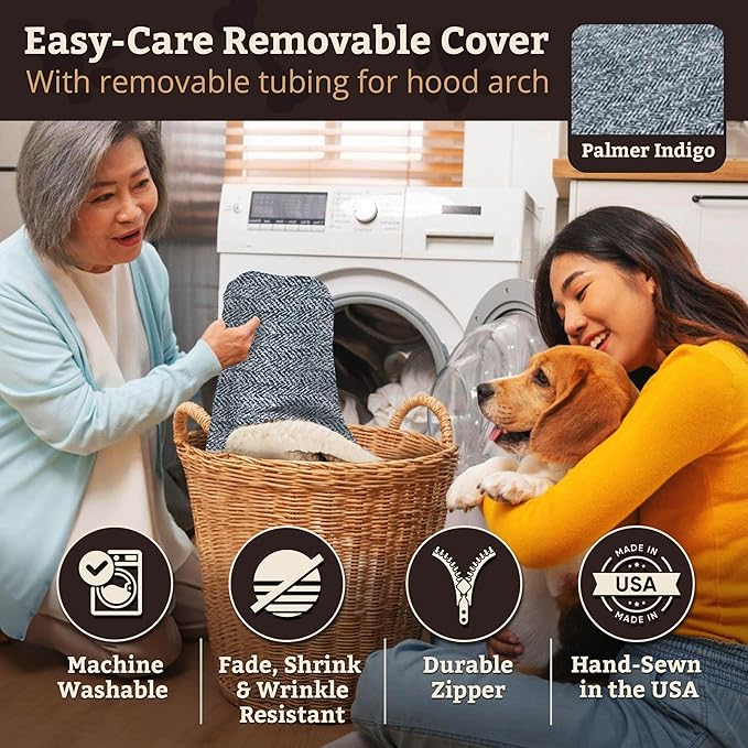 Snoozer Pet Products Luxury Rectangle Cozy Cave Dog Bed with Microsuede, Showdog Collection, Medium, Palmer Indigo