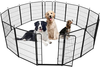 GarveeLife Dog Playpen,40 Inch(H) 42.6 Ft(L) 16 Panels Dog Fence Indoor/Outdoor,Heavy Duty Metal Pet Puppy Exercise Pen, Wide Door Low Threshold,Portable Pet Playpen for Rv Camping Garden Yard