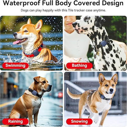 Waterproof Dog Collar Holder for Life360 Tile Mate Tracker, 2-Pack Durable Silicone Cover, Anti Lost for Life 360 Tile Tracker Case for Cat & pet Collars, Easy Installation, Lightweight, Navy Blue