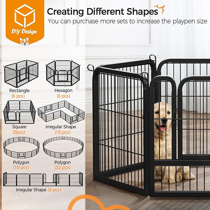 Topeakmart Dog Playpen Outdoor Puppy Exercise Pen Indoor Portable Pet Fence for Yard/RV Camping, 24 Inch 16 Panels