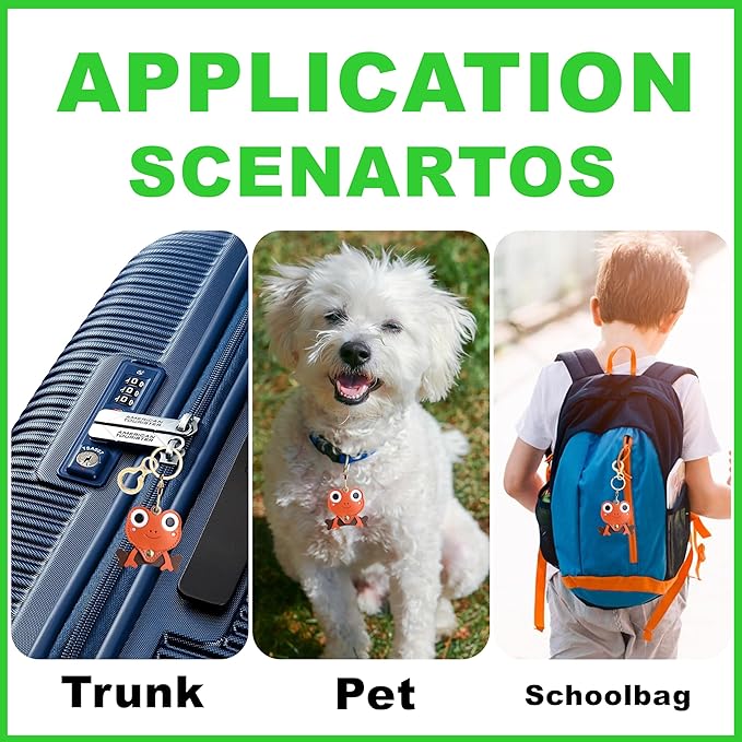 Leather Keychain Holder Case Compatible with AirTag,Cute Protective Cover with Keyring,Anti-Scratch Finder GPS Tracker Case for Wallet Keys,bag,pets,Backpack(Frog Orange)
