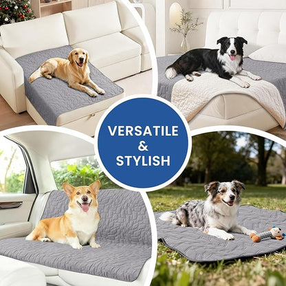 Waterproof Dog Bed Cover Pet Blanket, Soft Couch Cover for Dogs Washable, Non-Slip Dog Blanket Protect Furniture Couch Sofa Car for Puppy Large Dogs Cat (82x102 Inch, Light Grey)