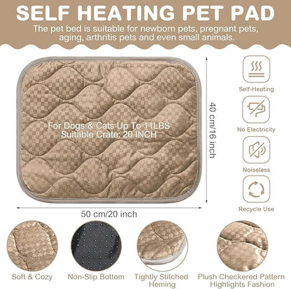 Tujoe 4 Pack Self Warming Cat Mat Self Heating Cat Pad Warm Thermal Pet Bed Washable Dog Crate Pad Body Heat Dog Bed Mat Blanket Non Slip Bottom for Outdoor Indoor Pets