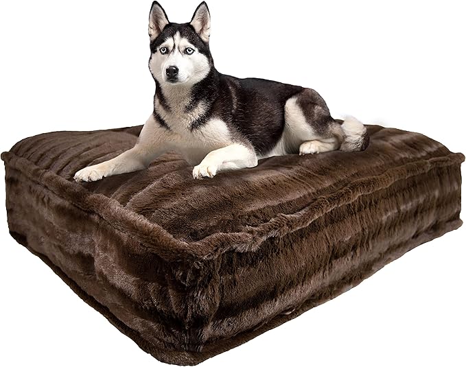 Bessie and Barnie Frosted Willow Extra Plush Shag Faux Fur Luxury Sicilian Rectangle Pet/Dog Bed (Multiple Sizes)