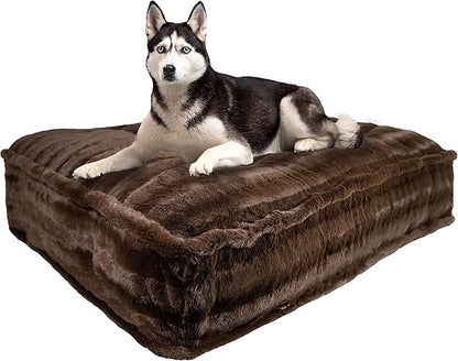 Bessie and Barnie Frosted Willow Extra Plush Shag Faux Fur Luxury Sicilian Rectangle Pet/Dog Bed (Multiple Sizes)