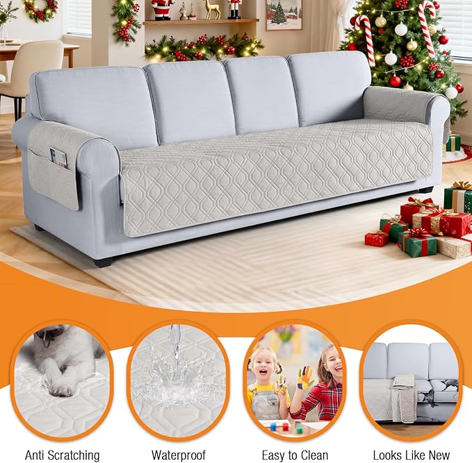 VANSOFY Couch Cover, Waterproof Sofa Covers Washable Slipcover Furniture Protector Couch Seat Covers Non-Slip Couch Cover for Dogs, Pets(Oversized Sofa, Off White)