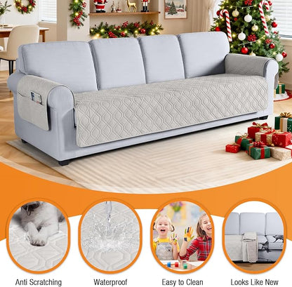 VANSOFY Couch Cover, Waterproof Sofa Covers Washable Slipcover Furniture Protector Couch Seat Covers Non-Slip Couch Cover for Dogs, Pets(Oversized Sofa, Off White)