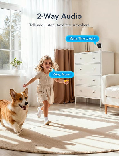 GNCC 2K Indoor Security Camera for Home, Pet Camera with Dual-Band WiFi, Mini Dog Cam with Phone App, Motion Detection, Works w/Alexa, Cloud Subscription Required, Fixed View, Plug-in, GC4