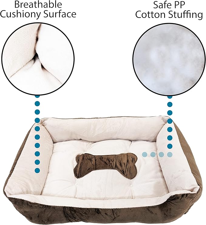 SciencePurchase Small 24" × 18" Luxury Pet Bed for Dogs or Cats - Super Soft, Machine Washable with Waterproof Non-Slip Underside, Low Wall for Easy Entering & Exiting, Folds for Travel & Storage