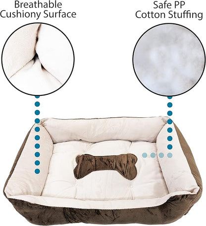 SciencePurchase Small 24" × 18" Luxury Pet Bed for Dogs or Cats - Super Soft, Machine Washable with Waterproof Non-Slip Underside, Low Wall for Easy Entering & Exiting, Folds for Travel & Storage