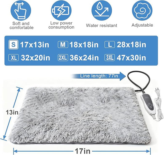 GOLOPET Cat Heating Pad 17 x 13 in with Smart Thermostat Switch and Power Line Protection Tube,Obtained MET and UL Dual Certification,Waterproof Pet Heating Pad for Cats, with Long Velvet Cloth Cover