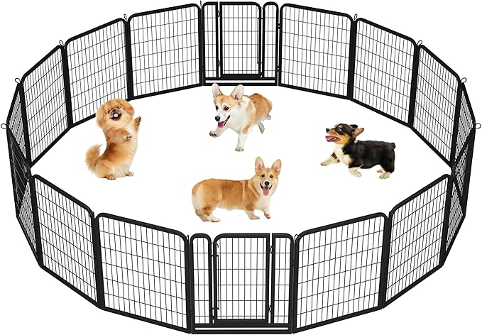 Topeakmart Dog Playpen Outdoor Puppy Exercise Pen Indoor Portable Pet Fence for Yard/RV Camping, 32 Inch 16 Panels