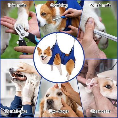Kkiimatt Dog Grooming Hammock XL Size Hanging Harness for Nail Clipping/Trimming, Dog Hammock for Nail Trim with Clipper, Groomin Sling Holder Hanger Wide Strap Sewed