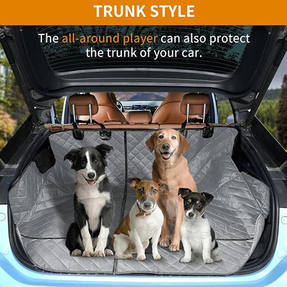 IVY&LANE Dog Car Seat Cover for Back Seat,Conversible 2-in-1 Waterproof Front Seat Cover,Heavy-Duty & Scratchproof Car Seat Protector Cover for SUVs,Trucks and Sedans(Large,Grey)