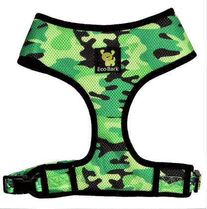 EcoBark Dog Harness - Eco-Friendly Max Comfort Harnesses - Luxurious Soft Mesh Halter - Over The Head Harness Vest- No Pull and No Choke for Puppy, Toy Breeds & Small Dogs (Small, Camo)