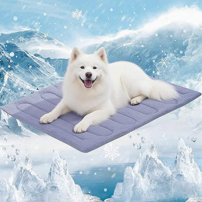 MARUNDA Dog Cooling Mat, No Need to Freeze Or Refrigerate This Cool Pet Pad Cat Mats- Keep Your Pet Cool, Machine Washable (Blue, 44" x 32" -XL-Crate)
