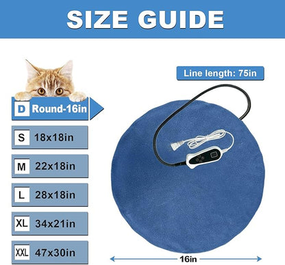 Bestio Cat Heating Pad，16 in Dog Cat Heating Pad with Timer,Obtain UL & MET certificat with Smart Thermostat Switch (1-24 Hours),Indoor Pet Heating Pad for Cats Dogs, Rabbit Pet Heated Pad -Blue