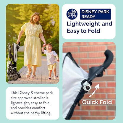 Kolcraft Cloud Plus Lightweight Umbrella Stroller for Toddlers with Reclining Seat, Large Storage Basket, Canopy, Infant & Parent Trays, Compact Fold for Summer Travel, Durable Frame, Slate Gray