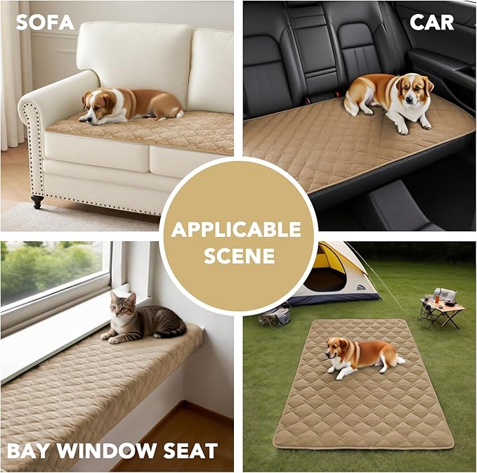 H.VERSAILTEX Chenille Couch Cover for Dogs Washable Soft Fuzzy Sofa Covers for 3 Cushion Couch Sectional Sofa Cover Thick Pet Couch Cover Protector Non-Slip Dog Bed Cover(Khaki, 28" x 102")