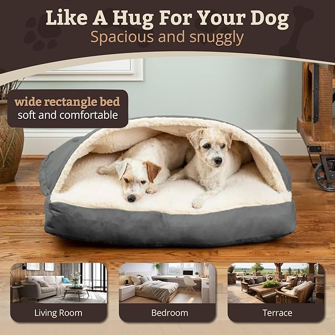 Snoozer Pet Products Luxury Rectangle Cozy Cave Dog Bed with Microsuede, Extra Large, Anthracite