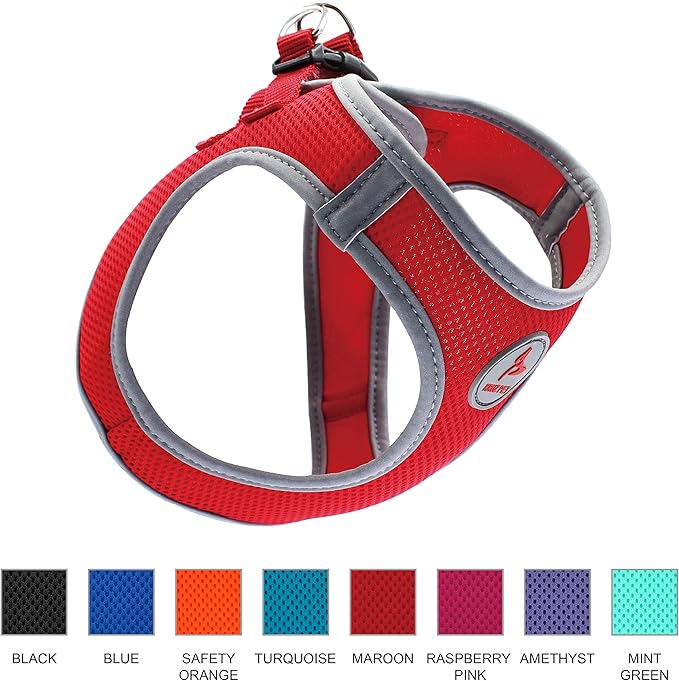 Kruz Dog Harness (Chest 18.5"-19.5", Weight 15–20 lbs) Athletica Adjustable Heavy Duty No Choke Puppy Vest for Small Dogs Lightweight Air Mesh, Reflective, Puppy Essentials – Red, Large