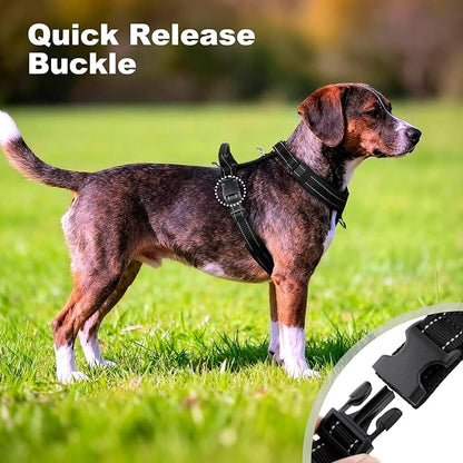 No Pull Dog Harness with Handle, Soft Mesh Padded Adjustable for Small Medium Large Dogs | Reflective Easy Walk Harness with Front Clip for Training, Running & Outdoor (Black, M)