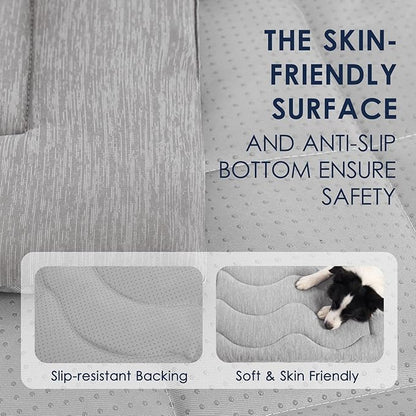 ASENKU Dog Cooling Mat, Portable & Durable Cooling Mat for Dogs, Summer Anti-Slip Breathable Cooling Bed for Large Dogs 60–100 lbs (Golden Retriever, Lab, German Shepherd), 43x32 inches, Grey Wave