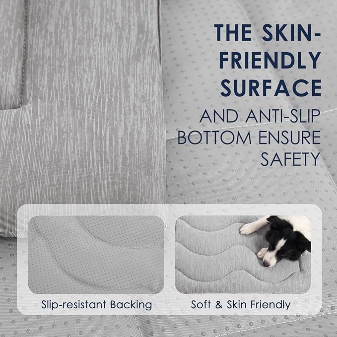ASENKU Dog Cooling Mat, Portable & Durable Cooling Mat for Dogs, Summer Anti-Slip Breathable Cooling Bed for Medium-Large Dogs 35–60 lbs (Husky, Bulldog, Border Collie), 36x28 inches, Grey Wave