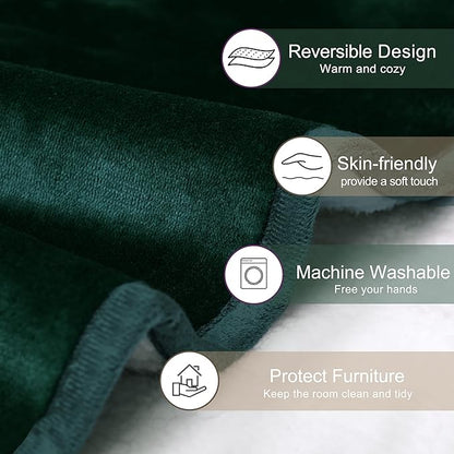 gogobunny Waterproof Bed Blanket, Reversible Sherpa Fleece Throw Blanket for Dog Puppy Cat, Furniture Cover Protects Bed Couch Sofa from Liquid Pee and Pet Fur (Forest Green, 30x40 inches)