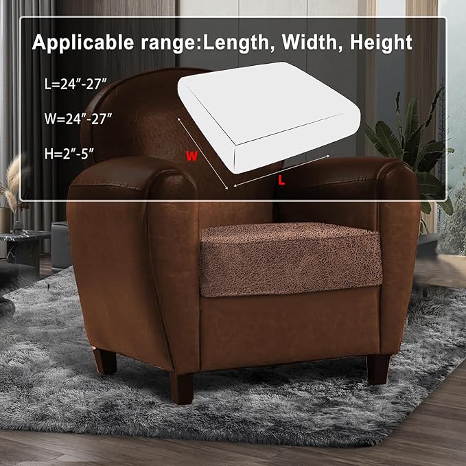 ANARACHON Leather Look Couch Cushion Covers Sofa Seat Slipcovers Sets Couches Furniture Protector for Sectional Armchair Loveseat Pets Kids Stretch Spandex Fabric (1 Cushion Armchair, Brown)