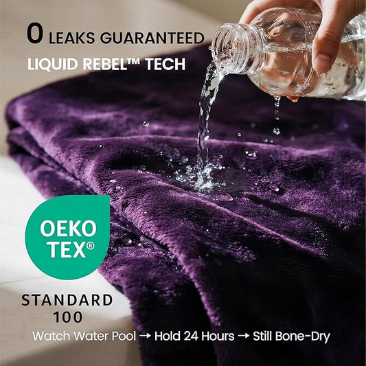 gogobunny Waterproof Bed Blanket, Reversible Sherpa Fleece Throw Blanket for Dog Puppy Cat, Furniture Cover Protects Bed Couch Sofa from Liquid Pee and Pet Fur (Dark Purple, 50x60 inches)