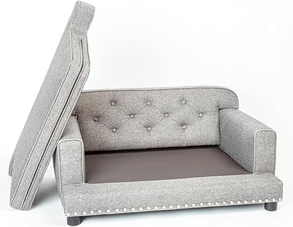 Design59 Premium Large Dog Sofa Bed, Holds 160 Lbs, 38 inch. Luxury Dog Bed with Removable Washable Performance Fabric Cushion for Comfort Sleep, Joint Support for Different Pet Sizes