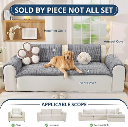 OstepDecor Washable Couch Cover for Dogs, Thick Pet Friendly Sofa Covers, Soft Couch Protector, Paw Cart Sofa Slipcovers, Cushion Protector for Leather, Sectional, Loveseat (27.6" x 27.6", Grey)