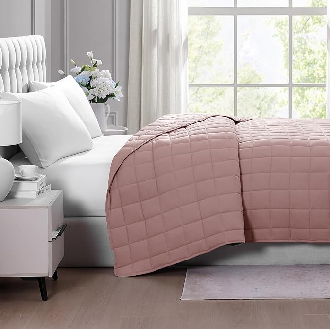 Casa Platino Quilted Blanket Full Size - Pre Washed - Soft & Lightweight- All Season - Premium Microfiber Down Alternative Bed Blankets - Sepia Rose