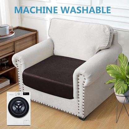 ANARACHON Leather Look Couch Cushion Covers Sofa Seat Slipcovers Sets Couches Furniture Protector for Sectional Armchair Loveseat Pets Kids Stretch Spandex Fabric (1 Cushion Armchair, Chocolate)