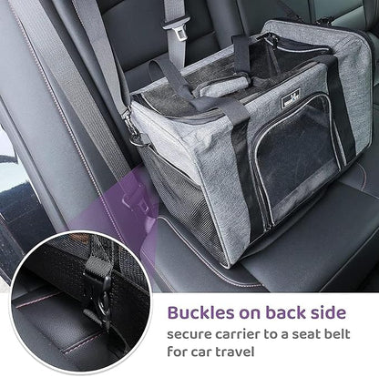 Wakytu Airline Approved Pet Carrier, Collapsible Cat Carrier, Expandable Dog Carrier, 900D High Density Oxford Cloth, Wear-Resisting, Anti Tearing, Safety Lock Zipper, Reflective Tape