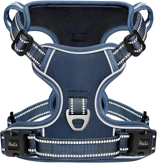 HEELE Dog Harness for Medium Dogs No Pull Dog Vest Harness with Soft Padded Handle Reflective for Outdoor Training, Royal Blue, M